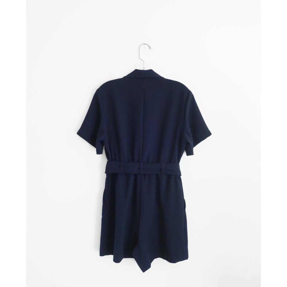 Carolina Ritz Navy Blue Short Sleeve Wide Leg Romper size FR 36 US 4 - Picture 2 of 6